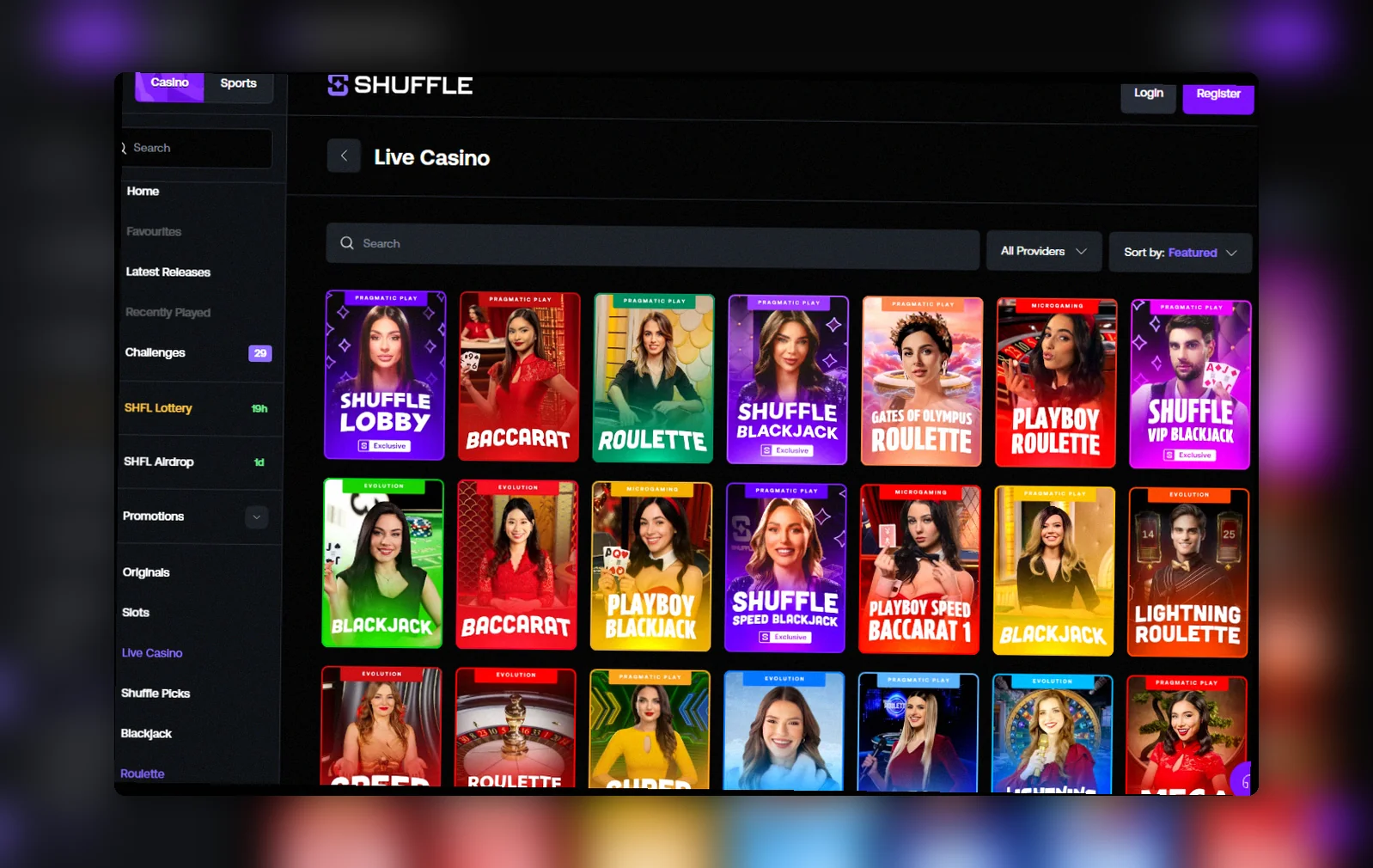 Shuffle Casino live casino Polska